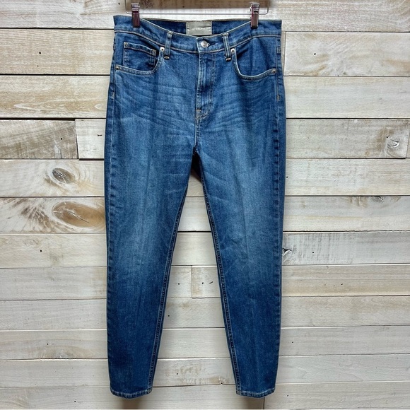 Everlane High Rise Straight Jeans Blue Ankle Size 30‎ Stretch Pockets - Picture 2 of 10